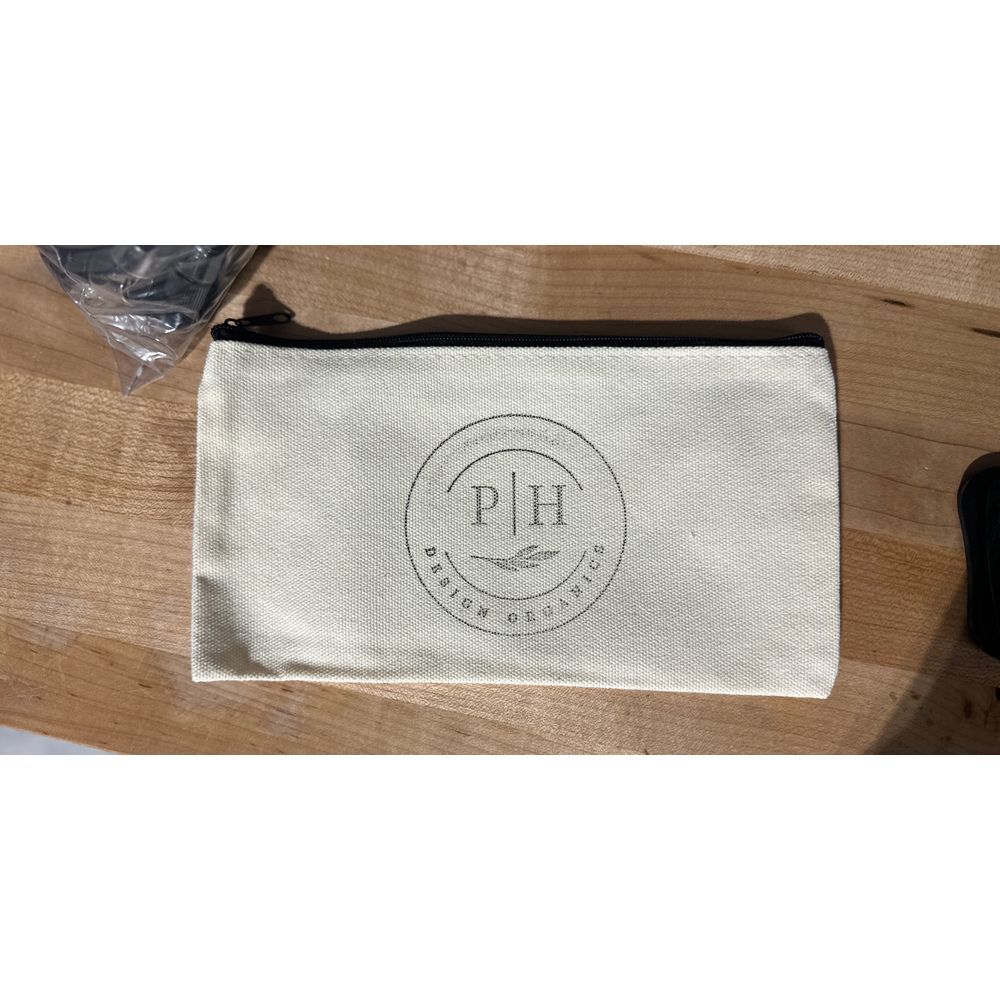 PH Design Minimalist Canvas Makeup Bag Cosmetic Pouch with Logo Print‎